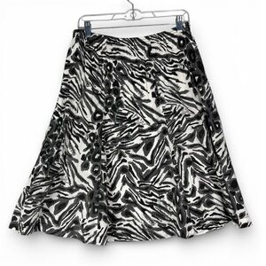 Additions By Chicos Skirt Women’s 1 M Black White Printed Cotton Lined A Line